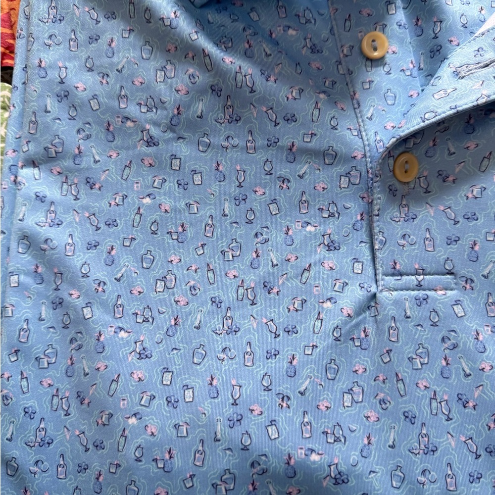Peter Millar Light Blue Cocktail Patterned Polo S… - image 2